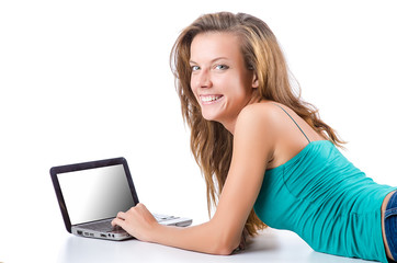 Student studying with his laptop