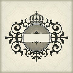 Vintage frame with crown