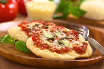 Crispy homemade Pizza Margherita or Pizza Mozzarella