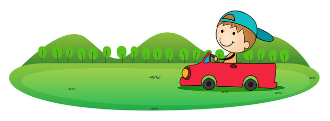 Obraz premium boy driving a car