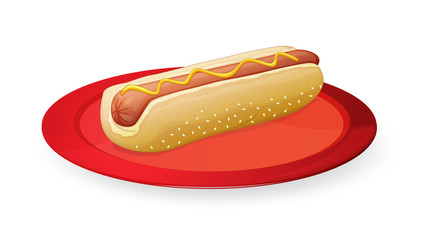 sausage in bread in plate