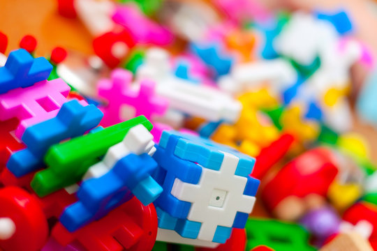 Close-up plastic toy blocks