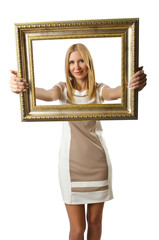 Picture frame and attractive woman