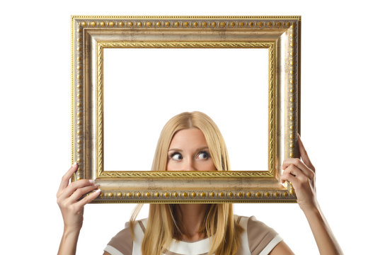 Picture frame and attractive woman
