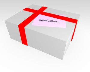 Gift box with red ribbon