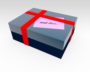Gift box with message tag