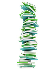 Gr&uuml;ne B&uuml;cher gestapelt 3D