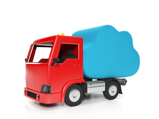 3d illustration: Entertainment Media. Truck delivers the blue cl