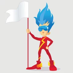 Foto op Plexiglas jonge superhelden met vlag © danangset