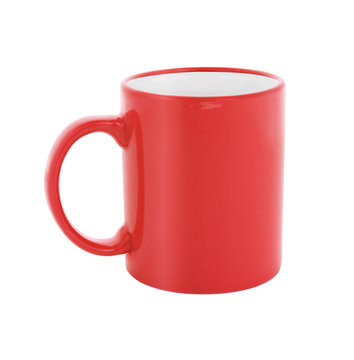red coffee cup isolated with clipping path included