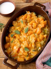 Pumpkin, тешеная with cream and aromatic herbs