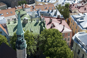 Estonia. Tallinn. View over the rooftops of the old city