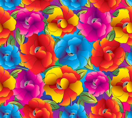 Obrazy na Szkle  Bezszwowe tło fantazyjnych kwiatów