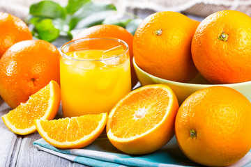fresh oranges with juice