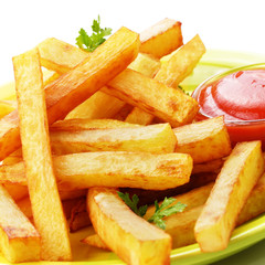 French fries with ketchup