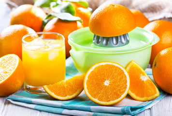 fresh oranges with juice