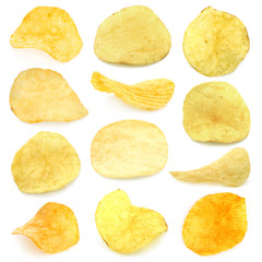 Set of potato chips close-up