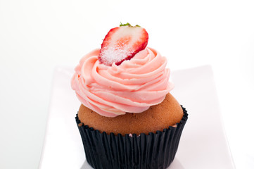 Strawberry cupcake close up