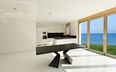 home interior, view of the panoramic window