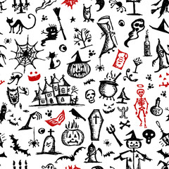 Halloween hand drawn pattern for your design