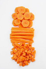 Fresh carrots sliced and diced