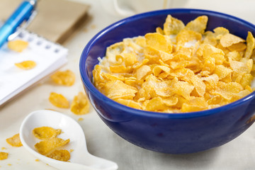corn flakes in the morning breakfast