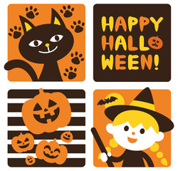 ハロウィン　素材　アイコン　セット