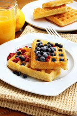 Waffles with berries