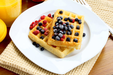 Waffles with berries