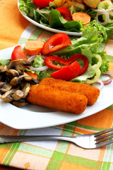 Fish fingers and salad