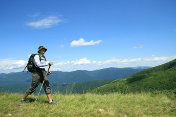 Summer hiking in the mountains.