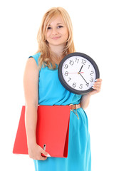 Obraz premium beautiful woman with the clock