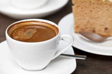 Espresso coffee with cake