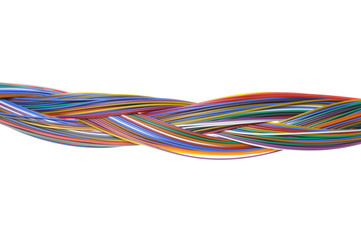 Weave network cables isolated on white background