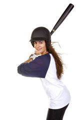 Woman Baseball or softball Player at bat