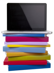 laptop and books