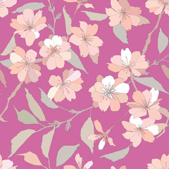 floral seamless pattern with white and lilac flowers