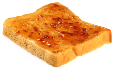 Slice of a loaf with raspberry jelly