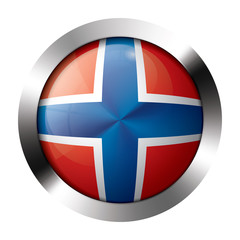 Metal and glass button - flag of norway - europe