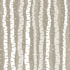 Velvet curtains Birds in the wood Birch wood