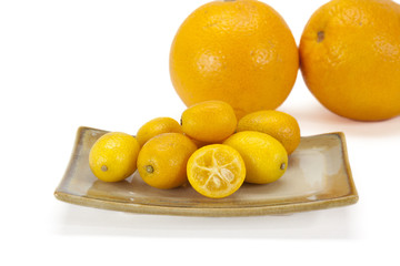 Cumquat or kumquat  on white background