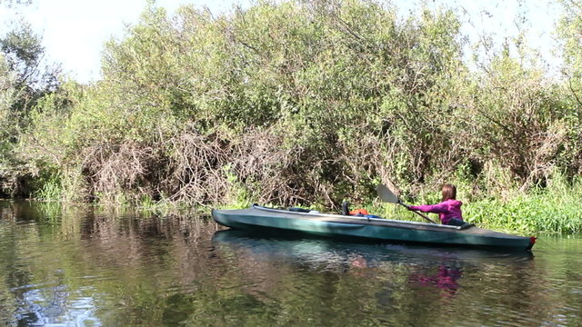 kayak, river, girl