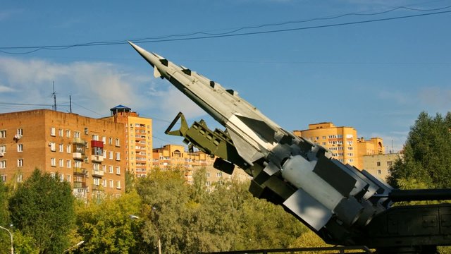 clouds over S-125 surface-to-air missile system, timelapse