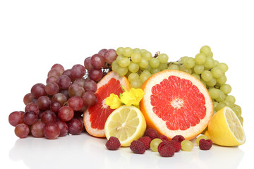 Fresh fruits with green and red grape