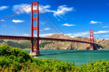 Wall murals Golden Gate Bridge Golden gate bridge vivid day landscape, San Francisco