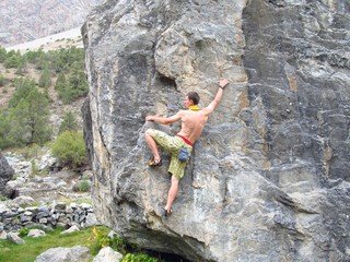 Climbing.
