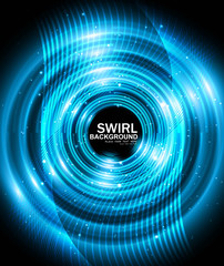 abstract circle blue shiny technology vector swirl background