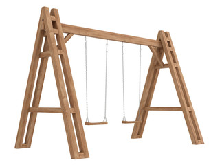 Wooden A-frame with swings