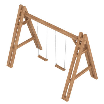 Wooden A-frame with swings