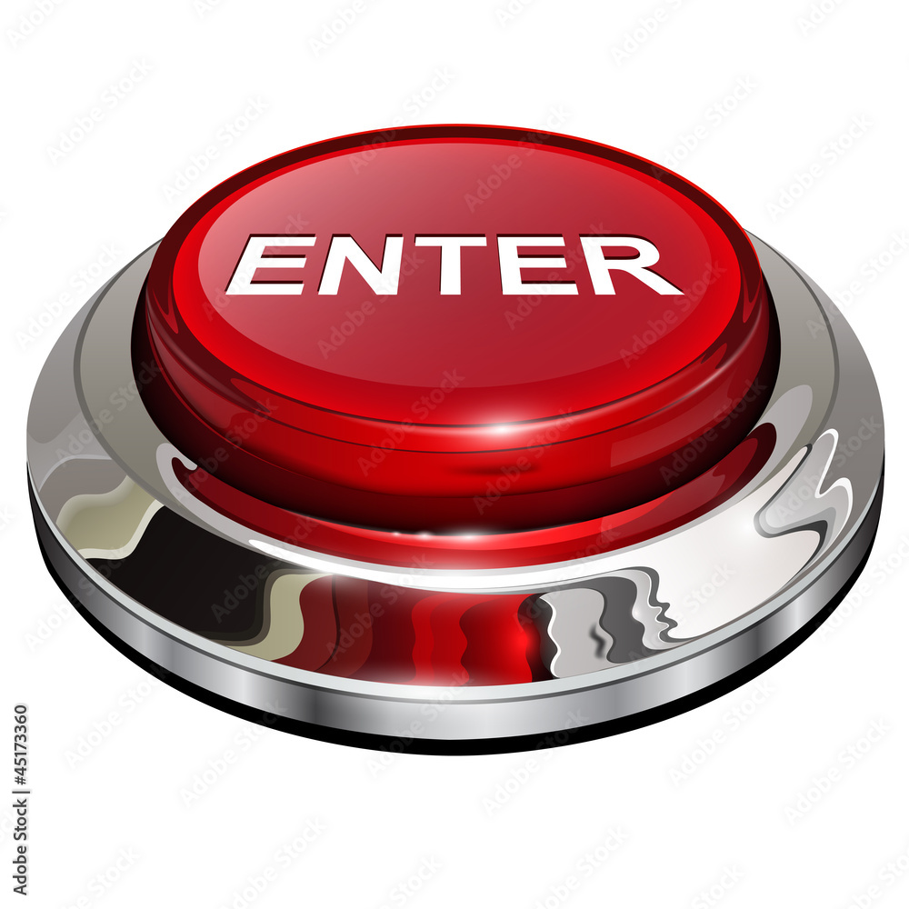 Poster Enter button, 3d red glossy metallic icon